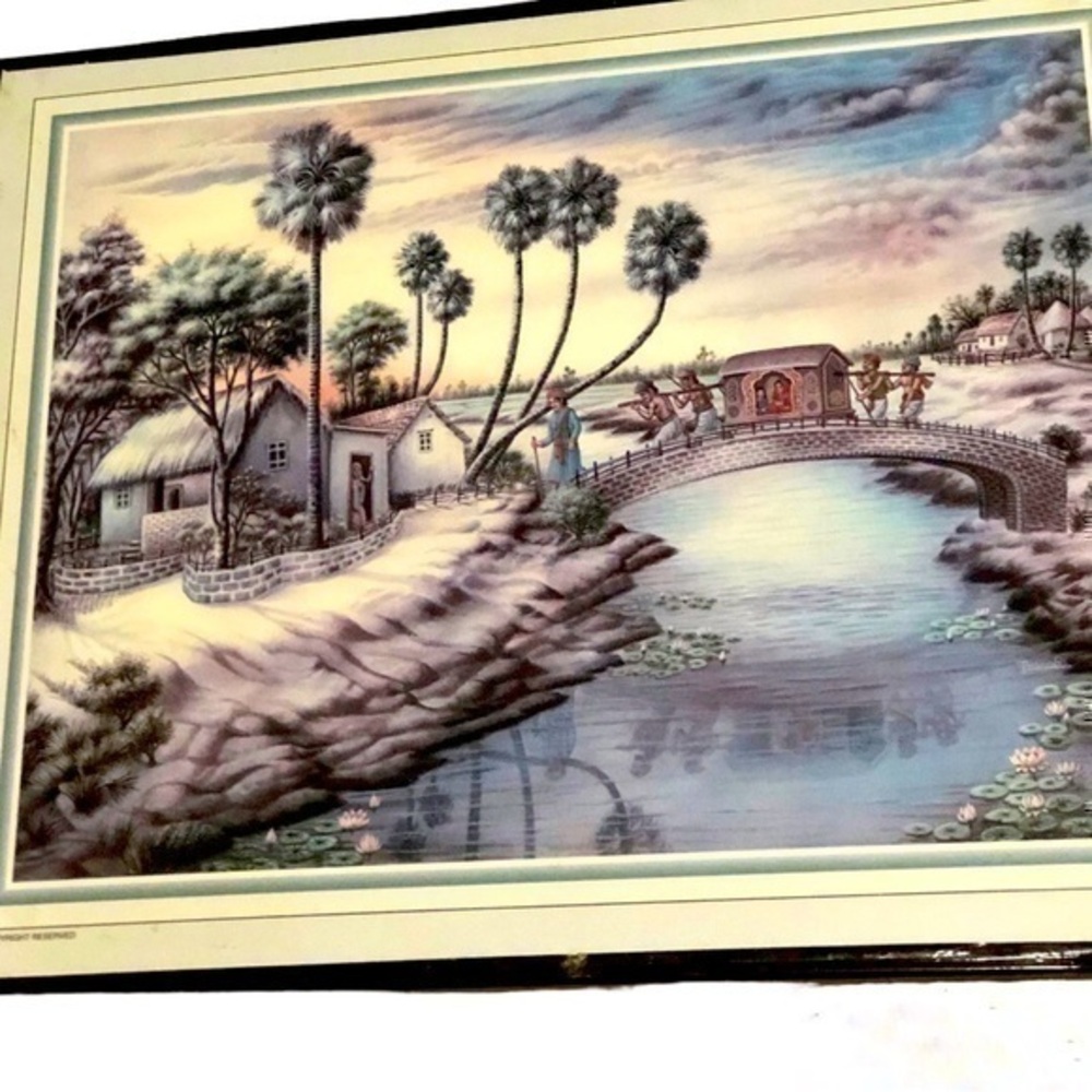 Vintage Palanquin Bearers Carrying A Bride Artwork Print Laminated Wooden Frame